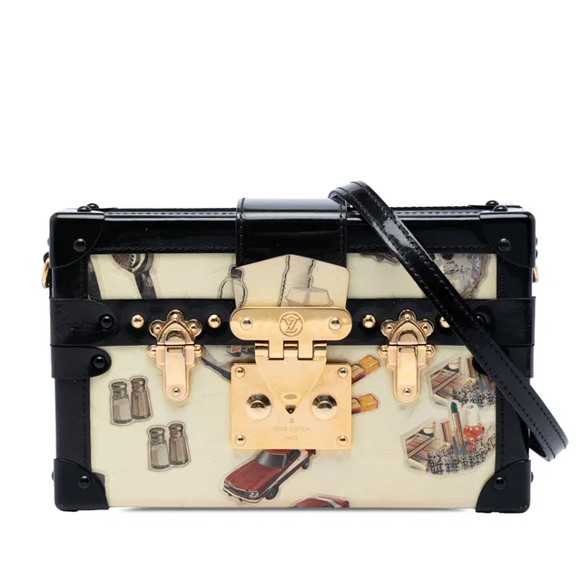 Beige Louis Vuitton Monogram Vernis Stickers Petite Malle Crossbody Bag in Beige Leather from Designer Revival