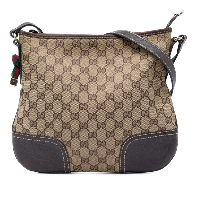 Beige Gucci GG Canvas Web Princy Crossbody in Beige Canvas from Designer Revival