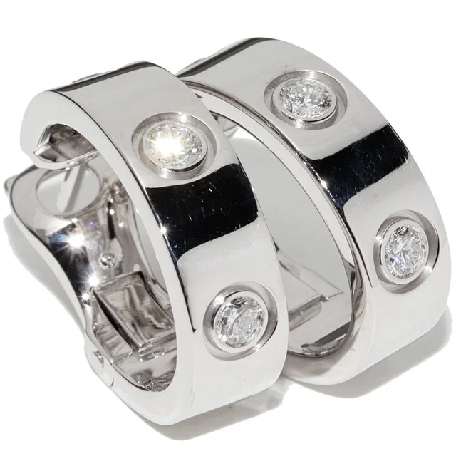Cartier Love Au750 White Gold Diamond Earrings in White from LuxUness