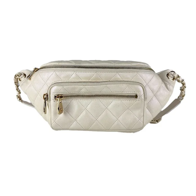 Chanel Shoulder Bag Ivory in White Leather from The Reluxe