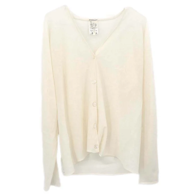 Hermès Long Sleeve Sheer Cardigan Ivory #XL in White Cashmere from AMORE Vintage Tokyo