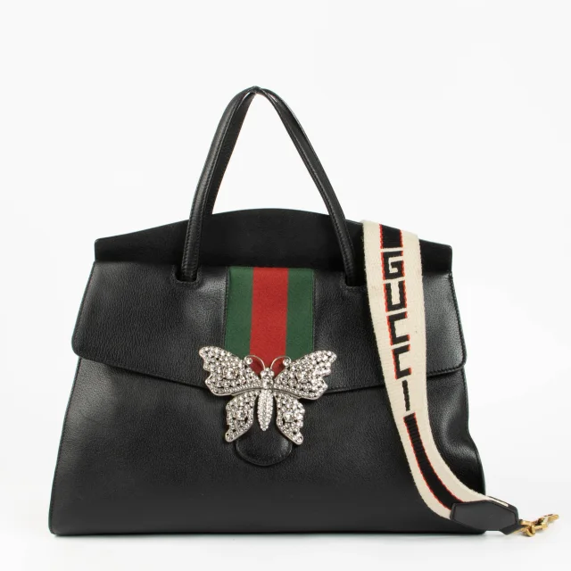Gucci Crystal Butterfly Large Linea Totem Bag in Black from Labellov, photo 2 of 8