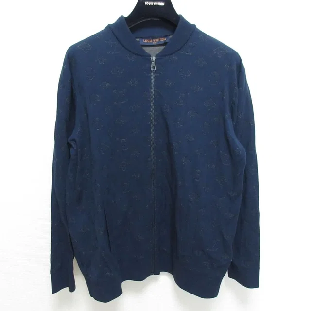 Louis Vuitton Drop Needle Monogram Bomber Zip Up Jacket Tbu Navy Spring L in Navy from The Reluxe