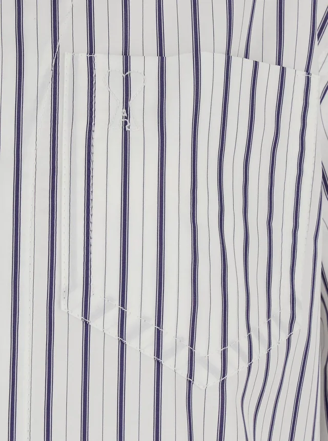 AMI PARIS White Shirt with classic collar and all-over striped pattern in cotton for women in White, photo 6 of 6 from Gaudenzi Boutique