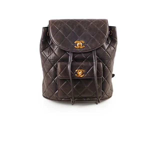Chanel Vintage Duma Backpack Black in Black Lambskin from The Purse Affair