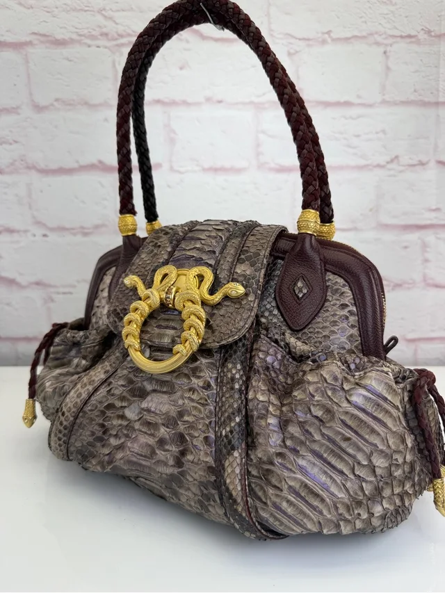 Judith Leiber Limited Edition Rachel Zoe Medusa Python Zoe Bag in brown|red Python from Poshmark, photo 1 of 1