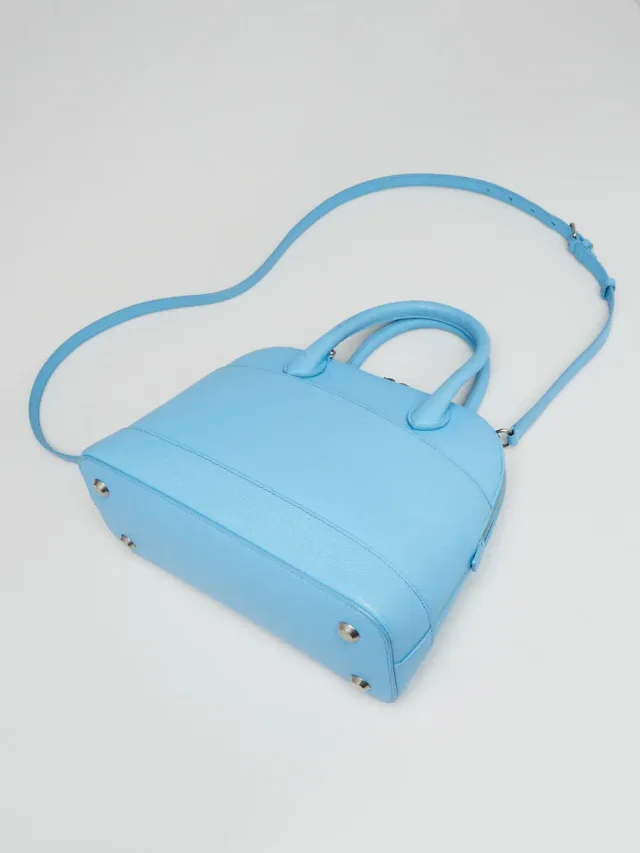 Balenciaga Light Blue Pebbled Leather Small Ville Satchel Bag in Blue Leather from Yoogis, photo 3 of 11