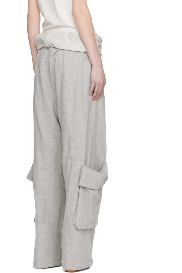 OPEN YY Gray Rolled Waist Sweat Cargo Pants, photo 3 of 4 from SSENSE