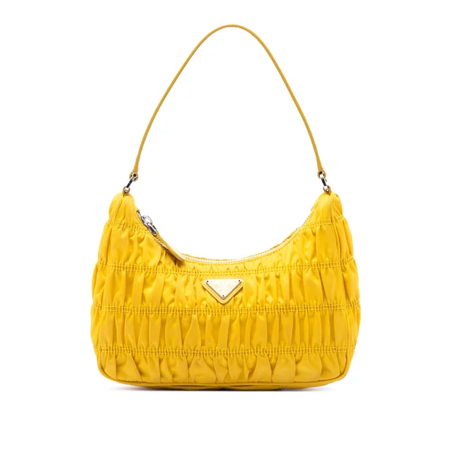 Yellow Prada Tessuto Gaufre Re Edition Shoulder Bag in Yellow Saffiano leather from Designer Revival