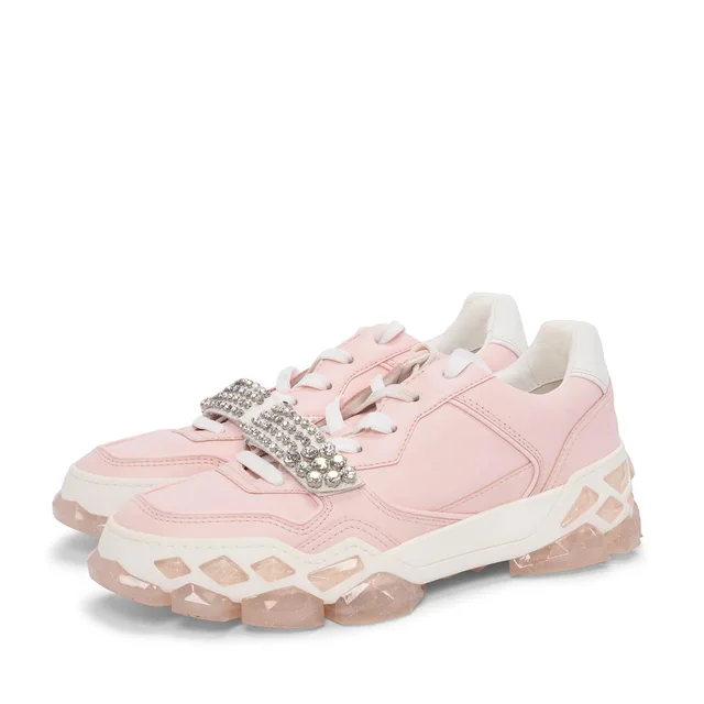 Jimmy Choo Diamond X/F Embellished Sneakers 40 in Pink Leather from Blue Spinach