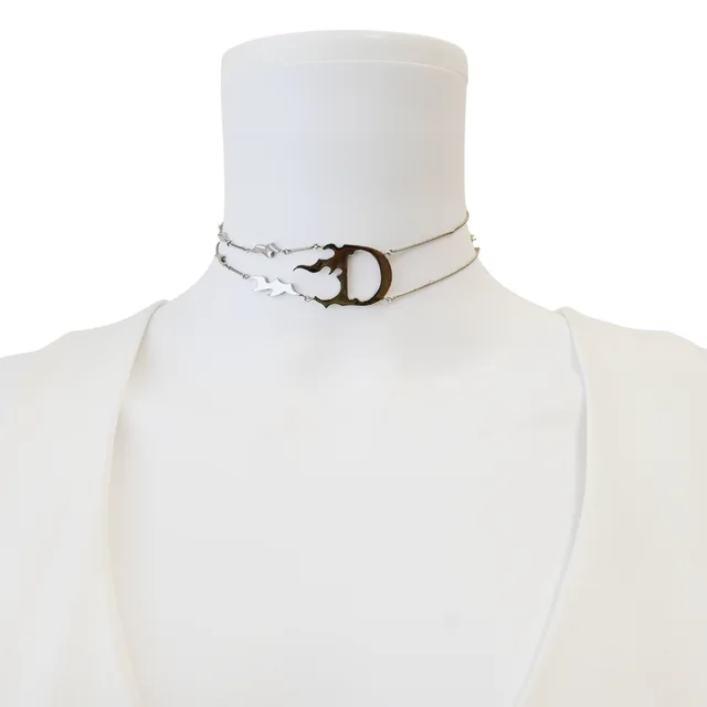 Dior Flame D Logo Choker Necklace from Clotheshorse Anonymous