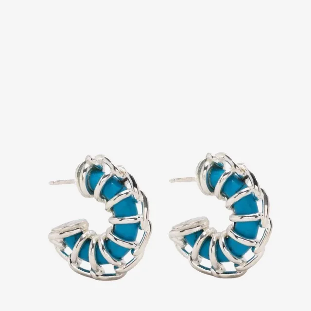 Bottega Veneta Sterling Silver With Turquoise Paste Earrings — Blue in Blue from HEWI, photo 2 of 2