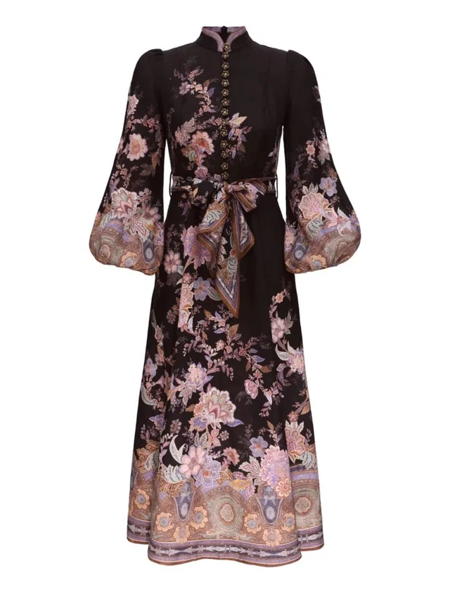 Zimmermann Black Floral Maxi Dress With Pink And Lavender Motif in black|pink from Poshmark, photo 1 of 1