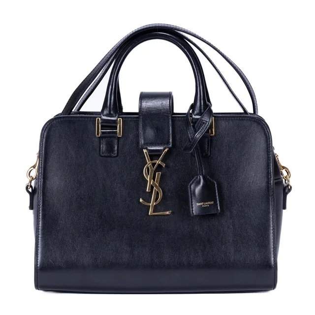 Saint Laurent Baby Cabas Black Smooth Calfskin Tote Bag in Black Calfskin from The Reluxe