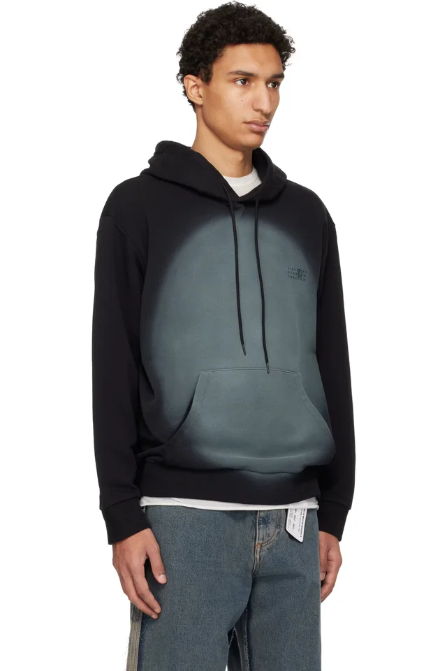 MM6 Maison Margiela Black Spray Print Hoodie, photo 2 of 2 from SSENSE