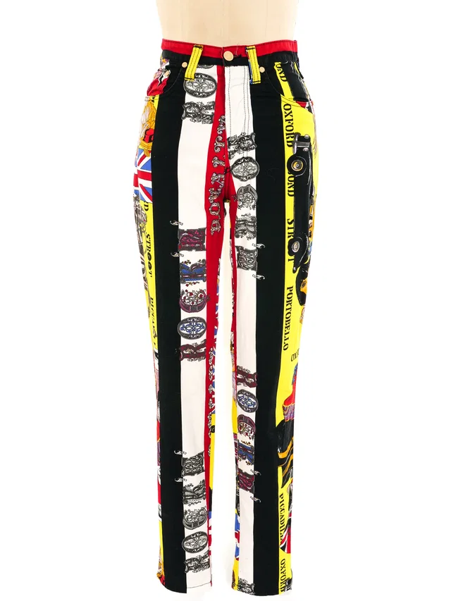 Versace Rock and Royalty Beatles Printed Jeans in Multicolor from Arcade Vintage