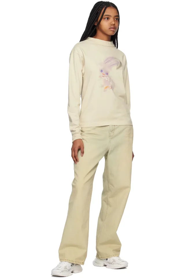 We11done Beige Crewneck Long Sleeve T-Shirt, photo 4 of 4 from SSENSE