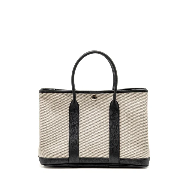 Hermès Garden Party 30 Canvas/Negonda Ecru-Noir/ SHW Stamp Y in Black Canvas from EMIER