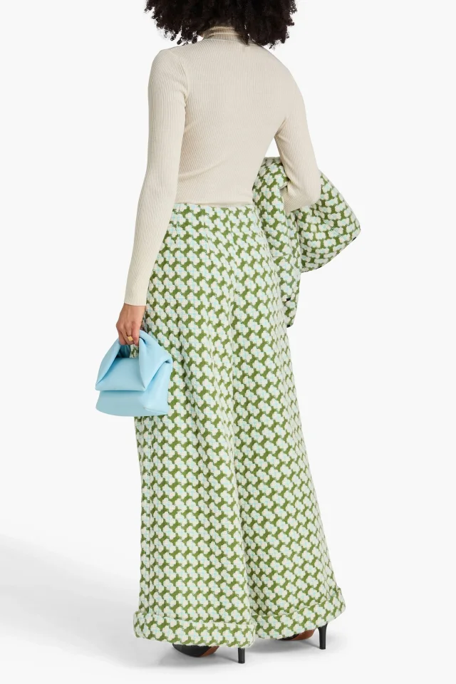 Pucci Wool-Blend Jacquard Wide-Leg Pants in Leaf green, photo 3 of 4 from THE OUTNET