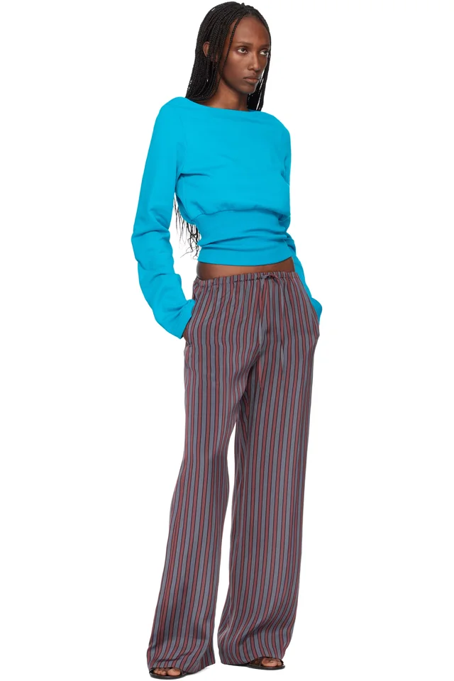 Dries Van Noten Gray & Burgundy Puvis Straight Leg Casual Trousers, photo 4 of 4 from SSENSE
