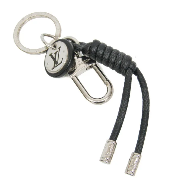 Louis Vuitton Damier Graphite Leather Rope M67224 Keyring (Black,Silver) in Black/Silver Damier Graphite, Metal from Elady
