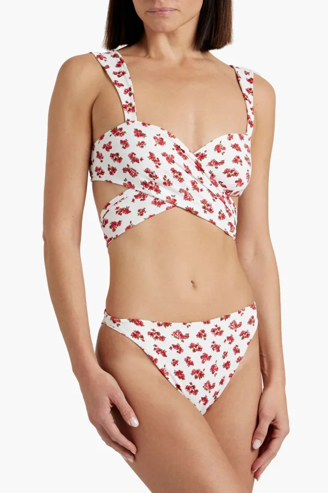 Magda Butrym Ruffled Floral-Print Bikini Briefs in Red, photo 5 of 5 from THE OUTNET
