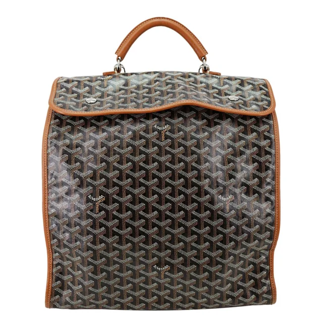 Goyard Saint Leger Chevron Print Canvas Backpack Brown in Brown Canvas from Dallas Designer Handbags