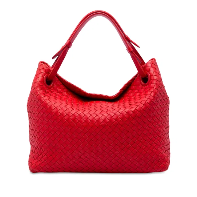 Red Bottega Veneta Medium Nappa Intrecciato Garda Tote in Red Nappa leather from Designer Revival