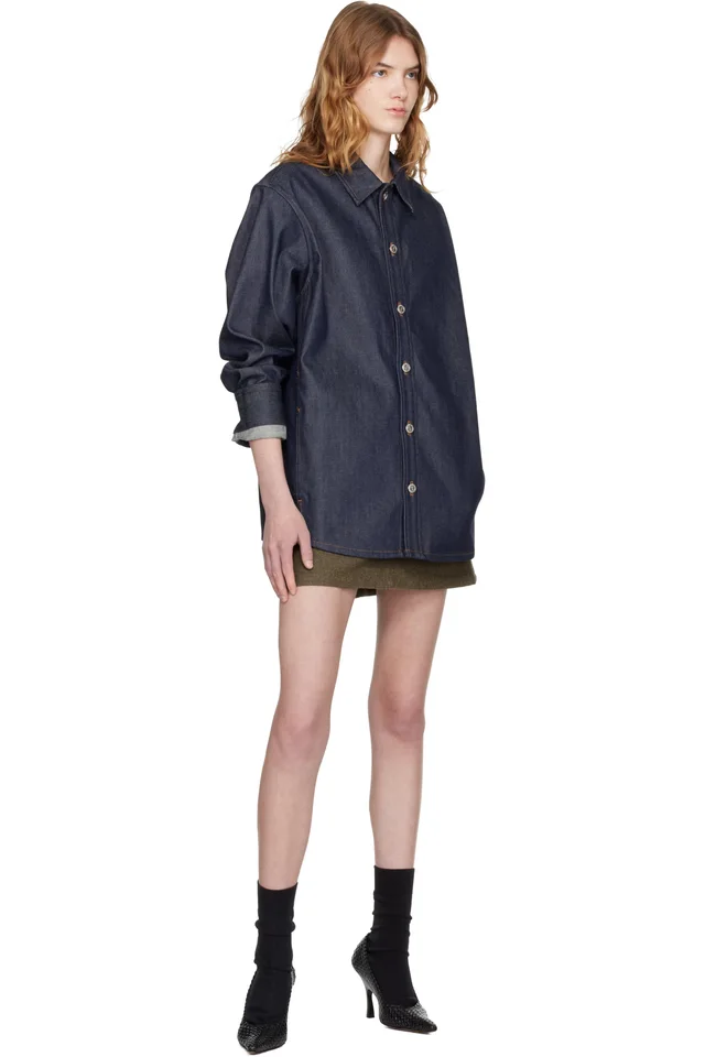 A.P.C. Navy Denim Overshirt, photo 4 of 4 from SSENSE