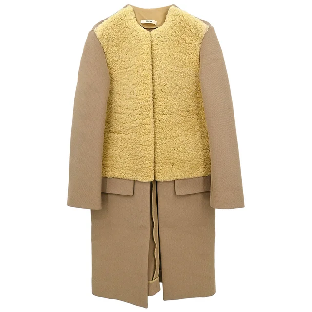 Celine Coat Beige #36 in Beige Nylon from AMORE Vintage Tokyo