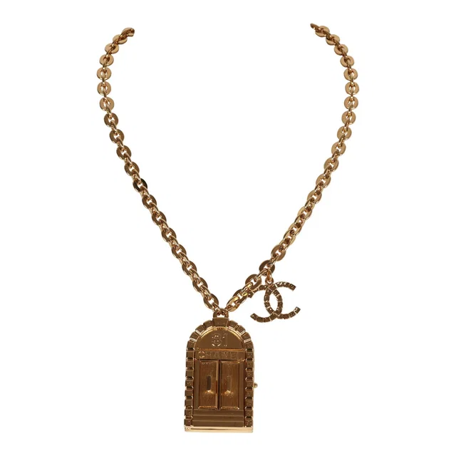 Chanel Rue Cambon 31 Door Pendant Necklace Gold Tone Metal Hardware in Gold Metal from Madison Avenue Couture