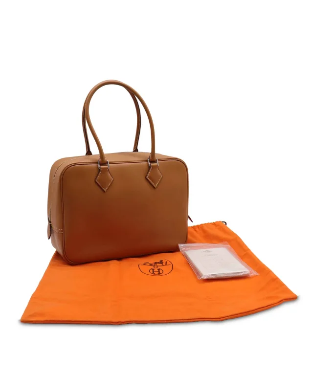 Hermès Plume 28 Naturel Veau Chamonix Hand Bag 2004 Square H Palladium Hardware in Calfskin from Luxury Promise, photo 14 of 14