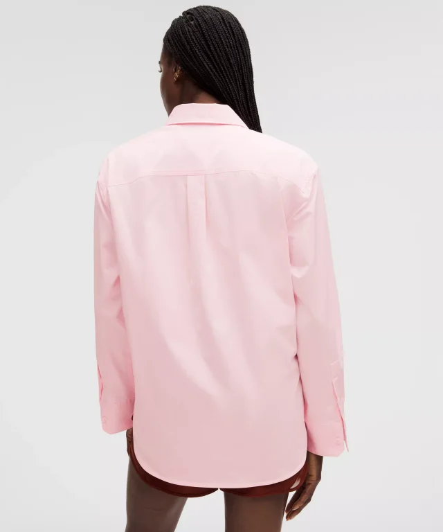 lululemon Woven Relaxed-Fit Button-Up Shirt in Pink Pearl, photo 3 of 6 from lululemon