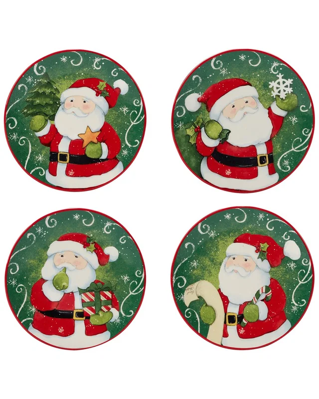 Certified International Holiday Magic Santa Set of 4 Canape Plates, image 1 of 1 from Rue La La