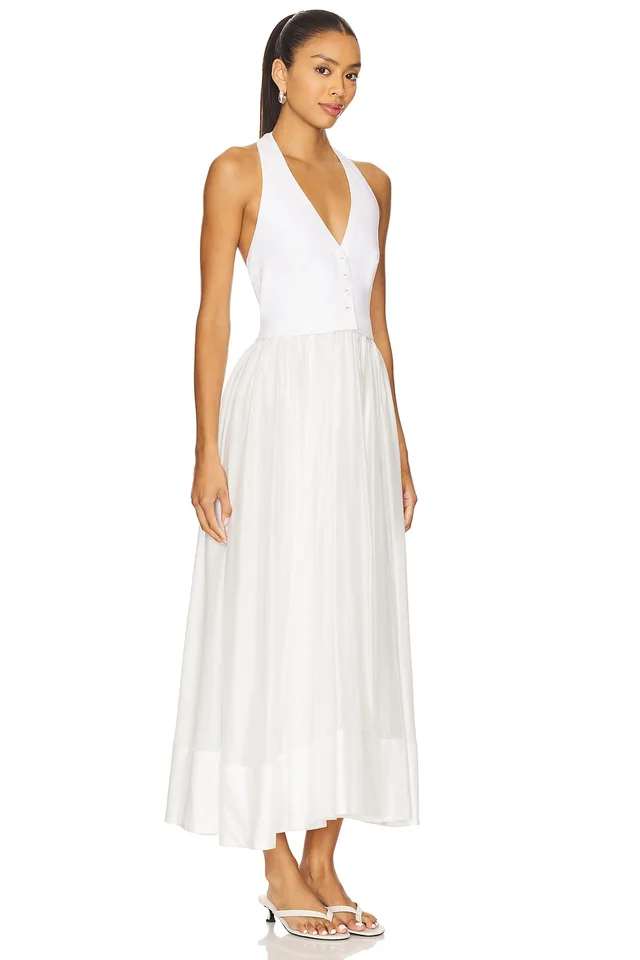 Camila Coelho Lino Midi Dress in Bone, photo 2 of 3 from REVOLVE (Canada)