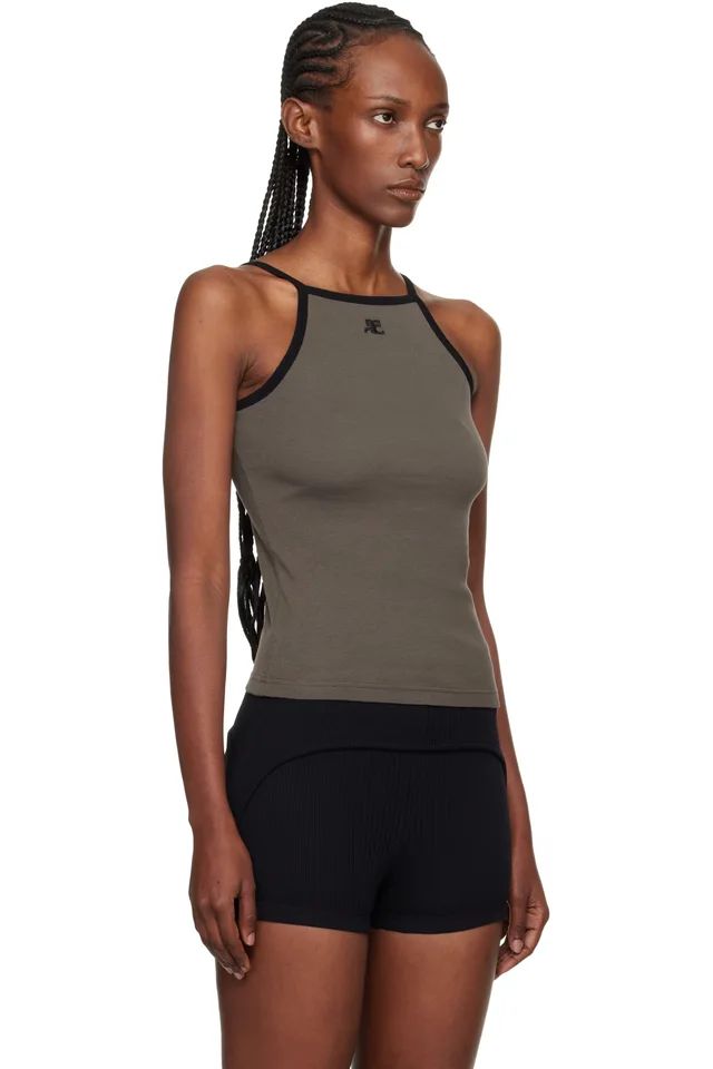 Courrèges Gray Contrast Tank Top, photo 2 of 4 from SSENSE