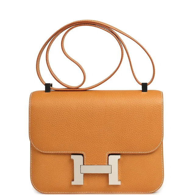 Hermès Constance 24 Naturel Sable Vache Naturel Graine Palladium Hardware in Beige Lambskin from Madison Avenue Couture
