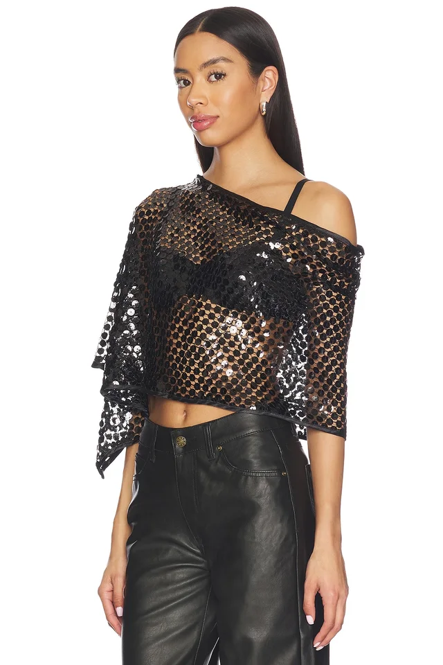 Jaded London Sequin Cape Top in Black, photo 3 of 6 from REVOLVE (Canada)