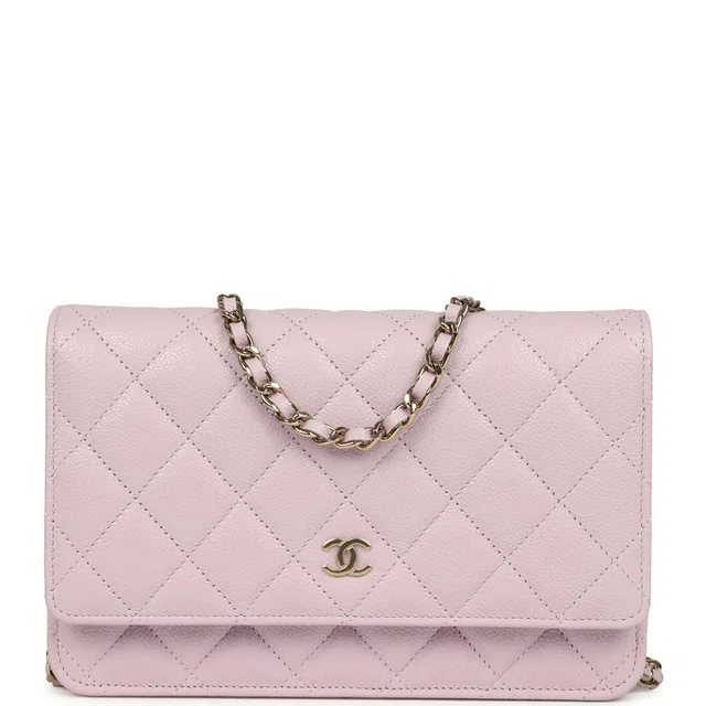 Chanel Wallet On Chain WOC Lilac Shiny Caviar Light Gold Hardware in Purple Caviar leather from Madison Avenue Couture