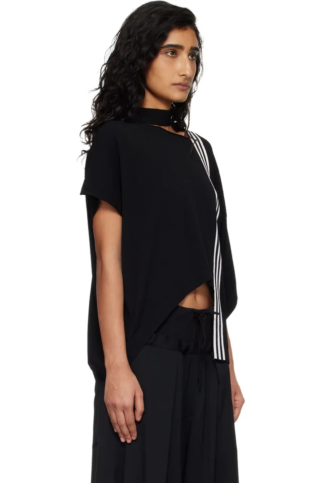 Y-3 Black Knit T-shirt, photo 2 of 3 from SSENSE