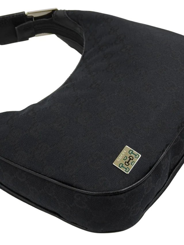 Gucci Canvas GG pattern one-shoulder bag, black from VINTAGE QOO TOKYO, photo 6 of 10