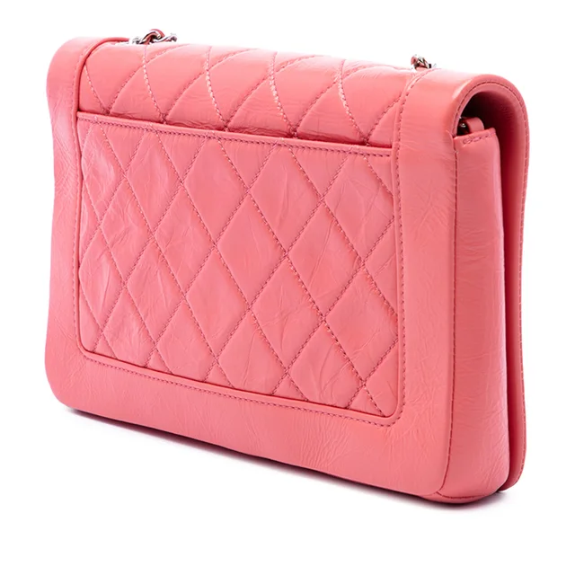 Chanel Small Quilted Crumpled Calfskin Bi Vintage Full Flap Crossbody Bag in Pink Calfskin from Designer Revival, photo 2 of 2