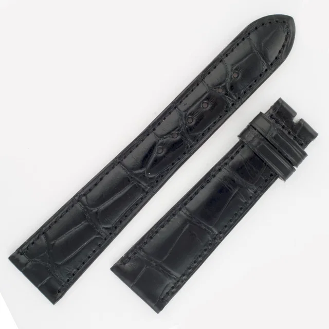 Patek Philippe black alligator strap (20mmx16mm) in Black Crocodile from Gray And Sons