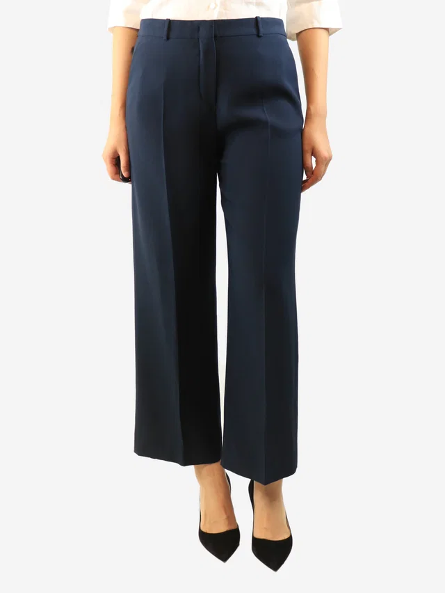 Loro Piana Navy suit trousers - size UK 12 in Navy Silk from Sign of the Times