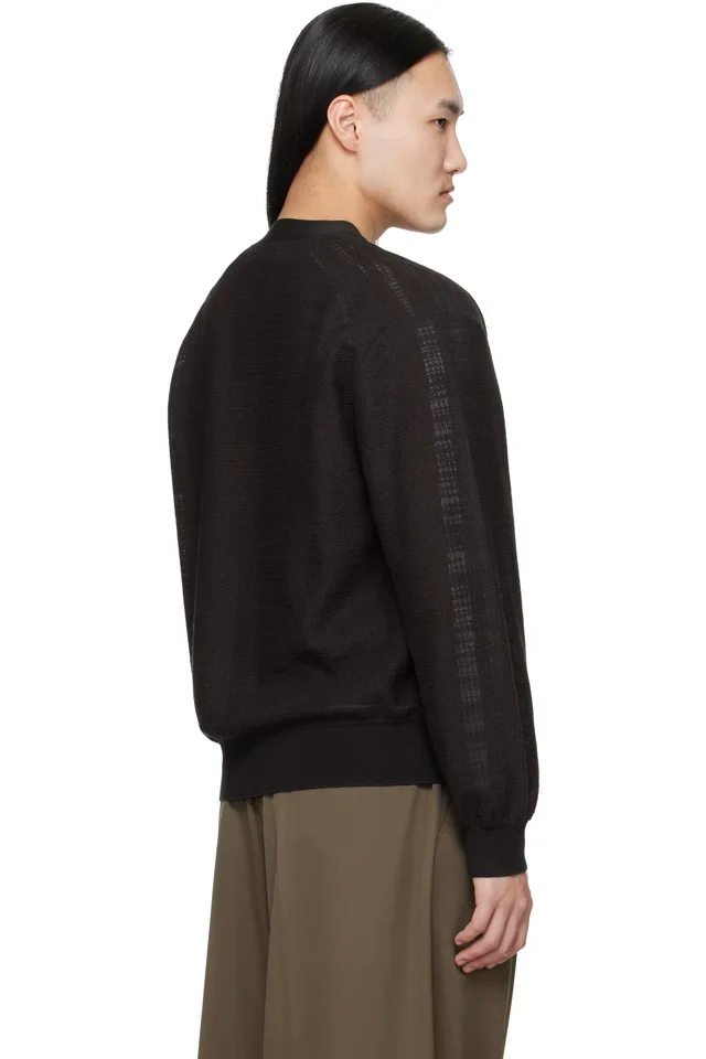 ssstein Brown Slub Cotton Knit Cardigan, photo 3 of 4 from SSENSE