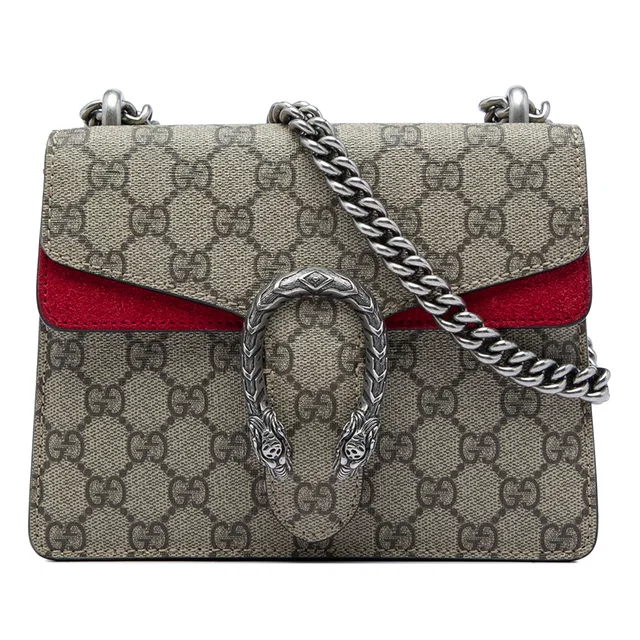 Beige Gucci Small GG Supreme Dionysus Crossbody in Beige Suede from Designer Revival