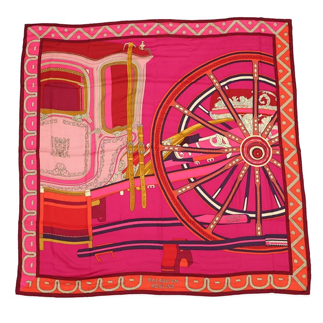 Hermès Giant Square BALADE EN BERLI Size 140 Red/Multicolor Cashmere70% Silk30% in Red from GALLERY RARE