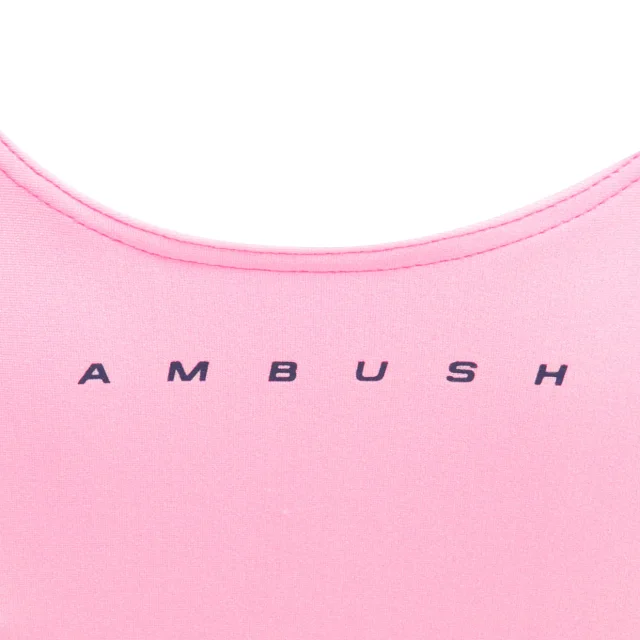 AMBUSH Panelled Logo Back Waist Tie Cropped Sports Top in blue, photo 6 of 6 from ShopSimon