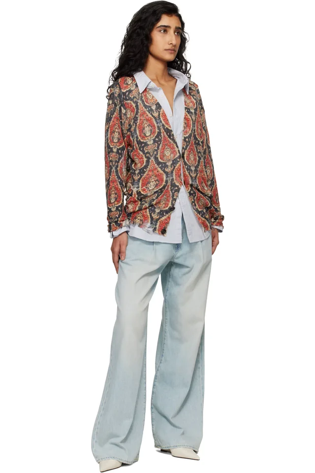 R13 Red Printed Boyfriend Cardigan, photo 4 of 4 from SSENSE