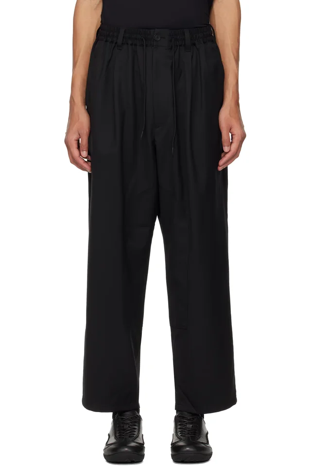 Y-3 Black Refined Wool Track Pants, image 1 of 1 from SSENSE
